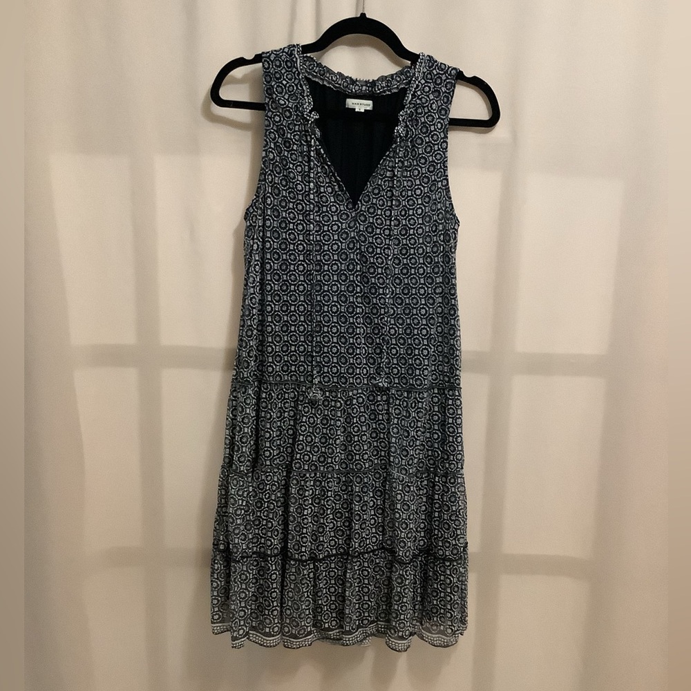 Max Studio boho mesh tank tiered ruffled hem dress
